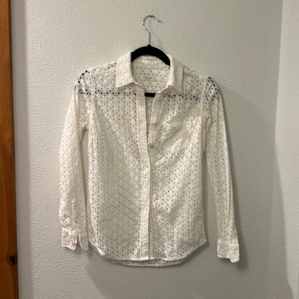 Equipment eyelet button-down blouse
